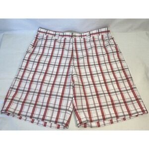 IZOD PerformX Men's Flat Front Active Sports Plaid Golf Shorts Sz 36x10